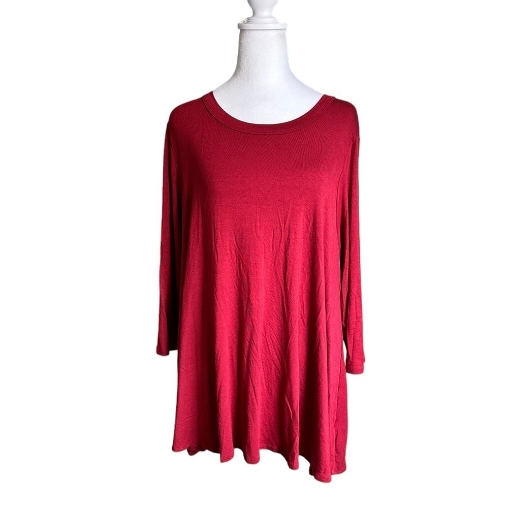 Kim & Cami Wine Red Tunic Top Size 1X